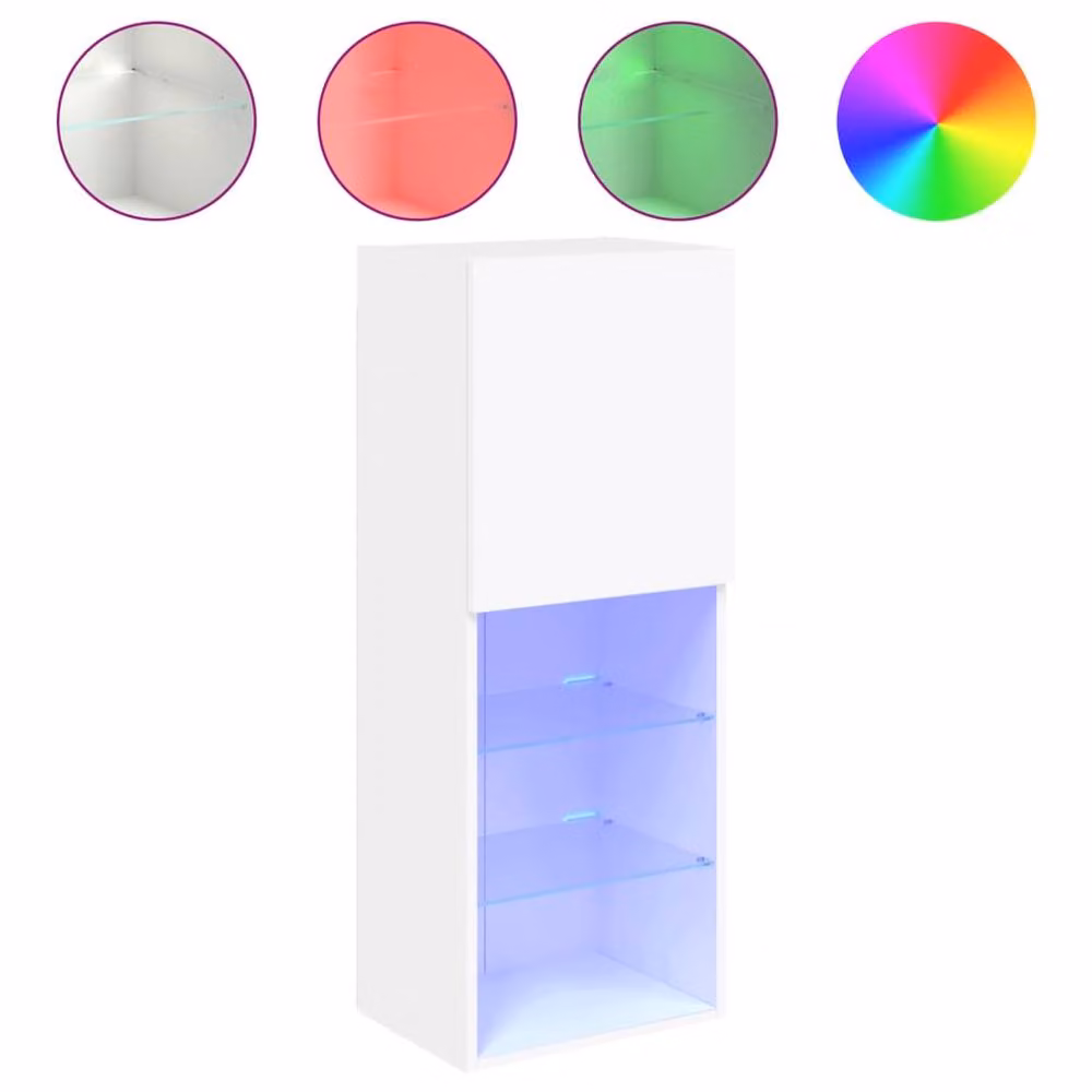 Berkfield Home Modern TV Cabinet with LED Lights in White, W/D/H: 40.5 x 30 x 102 cm – 2