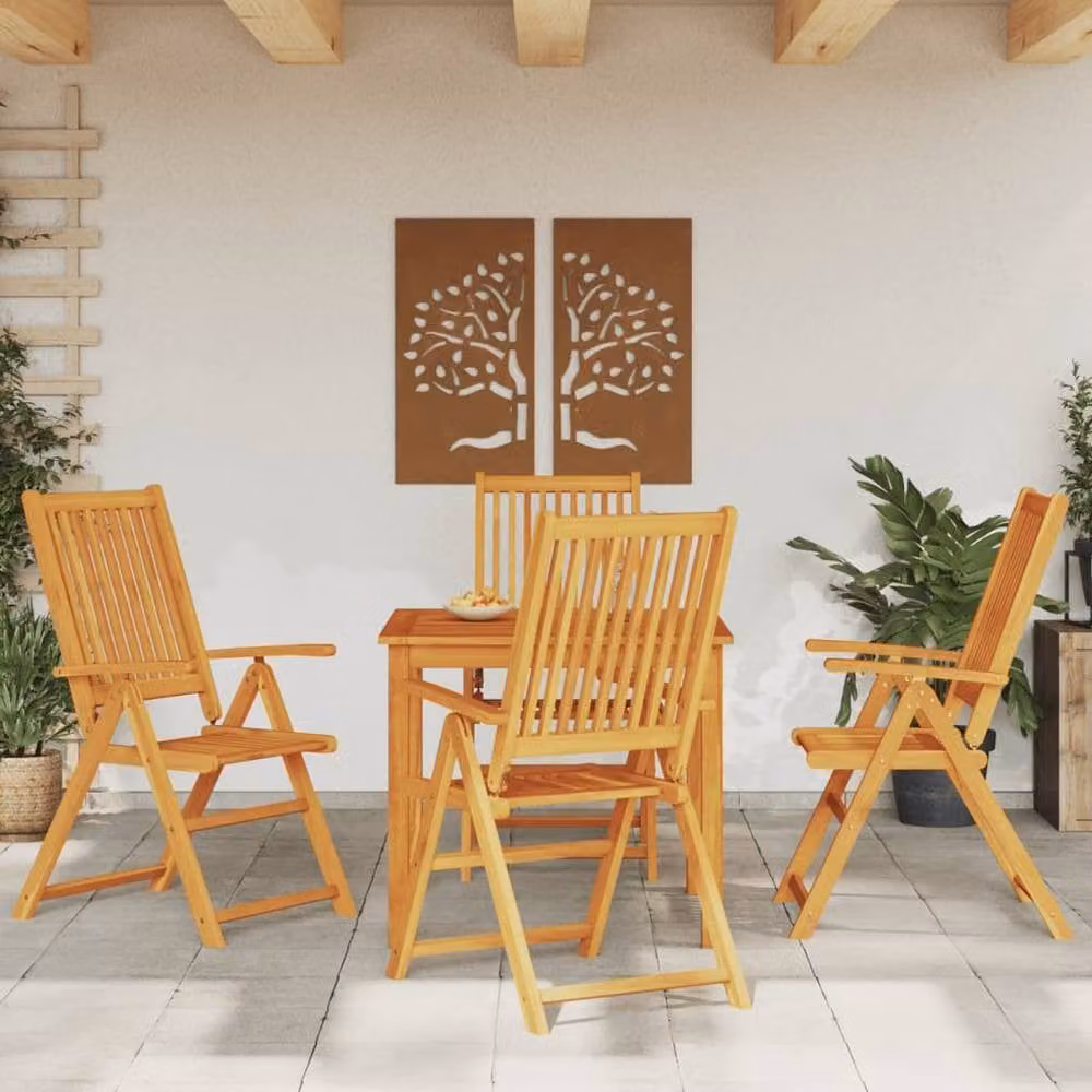 Berkfield Home Beautiful 5 Piece Acacia Wood Garden Dining Set in Brown – 1