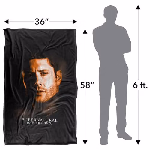 Warner Bros. Supernatural Dean Winchester Portrait Silky Touch Super Soft Fleece Throw Blanket, Multicolour, W/D/H: 91 x 147 cm – 4