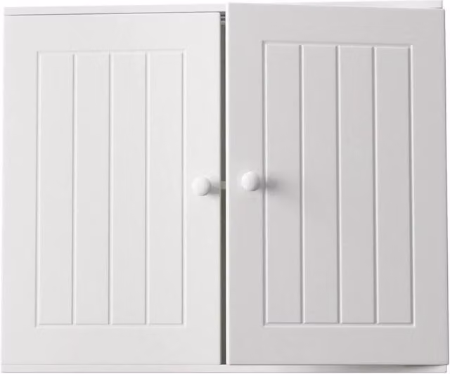 Hinsinc White Matt Wall Mounted Bathroom Medicine Cabinet with Hinged Doors – 1