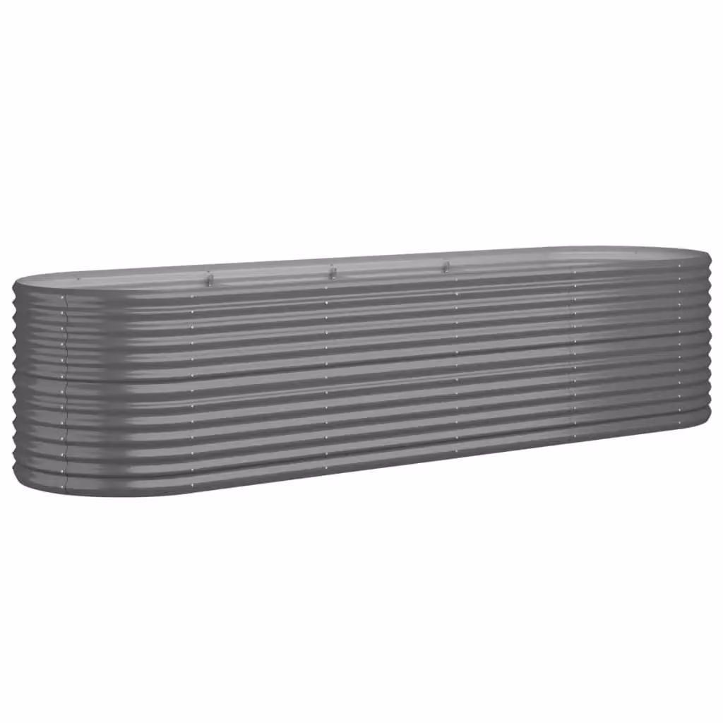Berkfield Home Garden Grey Powder-coated Steel Raised Bed, W: 296 cm, D: 80 cm, H: 68 cm – 2