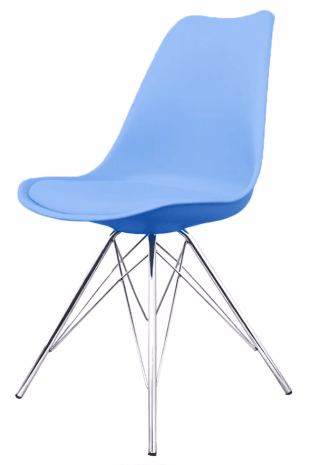 Fusion Living Soho Plastic Dining Chair with Chrome Metal Legs in Light Blue – 2