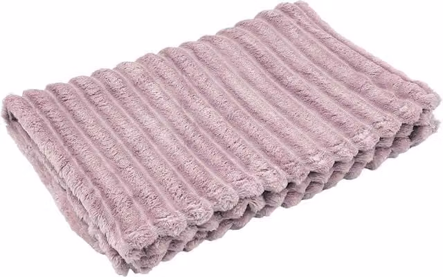 Livingandhome Reversible Fluffy Striped Throw Blanket, Purple, W: 230 cm, D: 200 cm