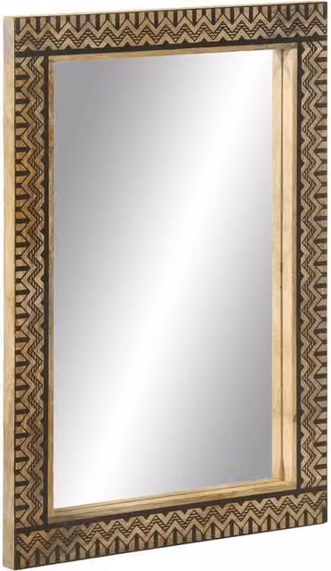 Berkfield Home Rectangular Wall Mirror in Brown with Solid Wood and Glass, W: 50 cm, H: 70 cm – 1