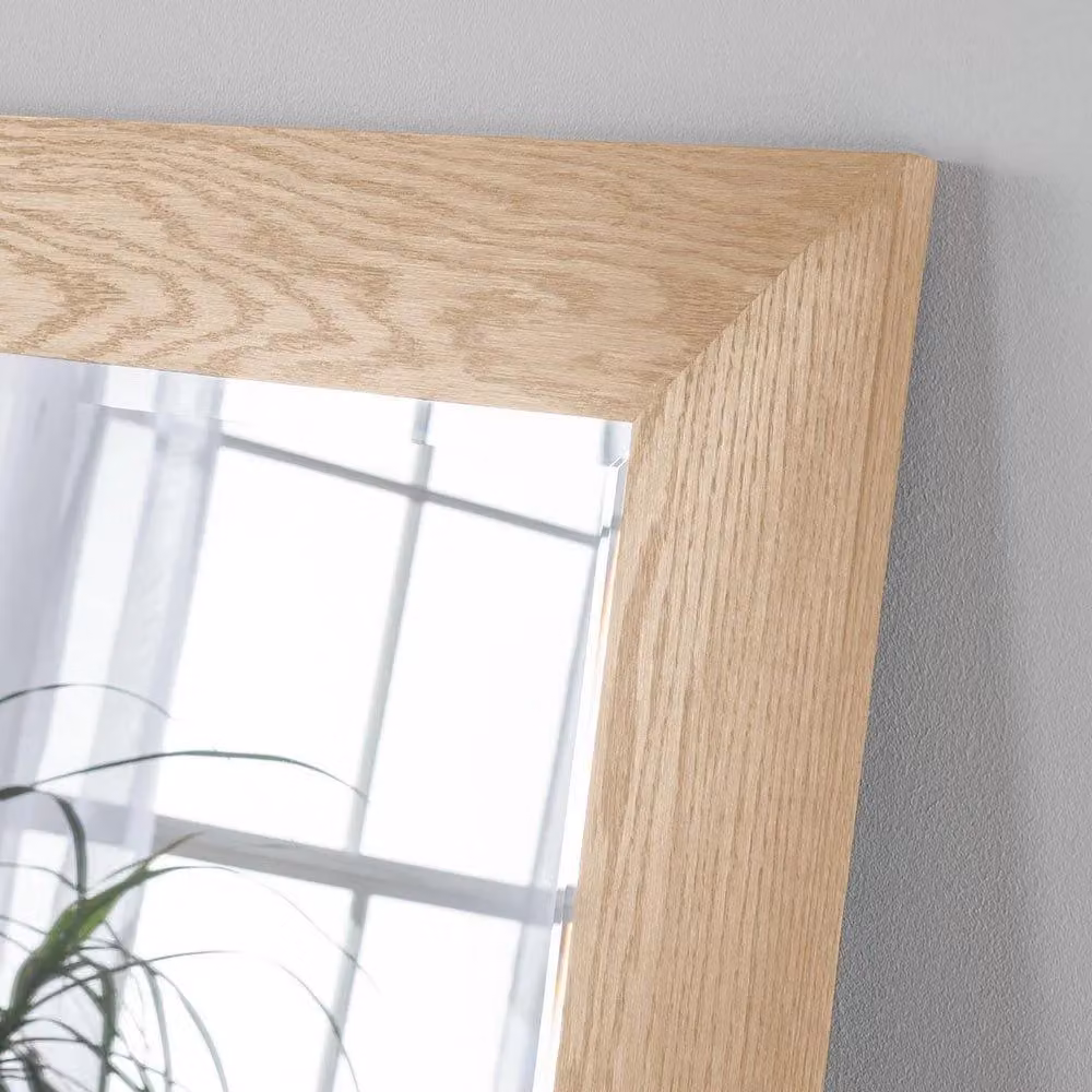 Yearn Mirrors Modern Rectangular Oak Effect Wall Mirror in Brown, H: 169.5 cm x W: 78 cm – 2
