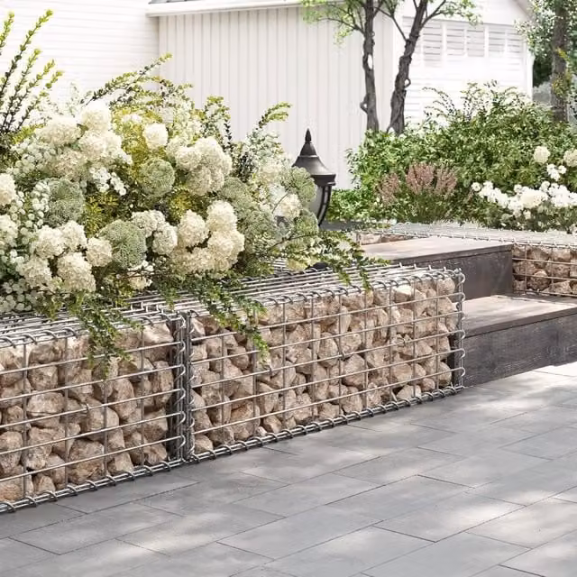 The Bazaarist Silver Galvanised Steel Wire Mesh Gabion Stone Basket