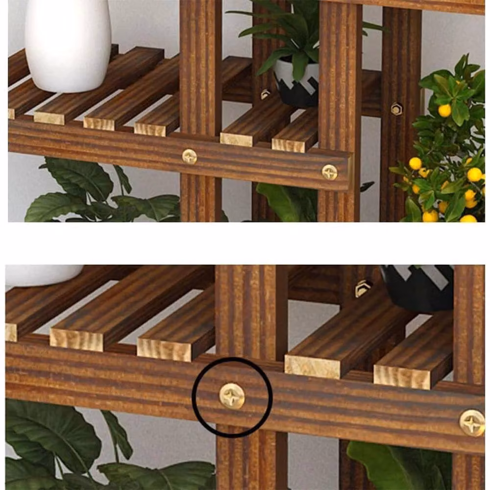 Kelvenix 5 Tier Brown Wood Indoor Plant Stand – 3
