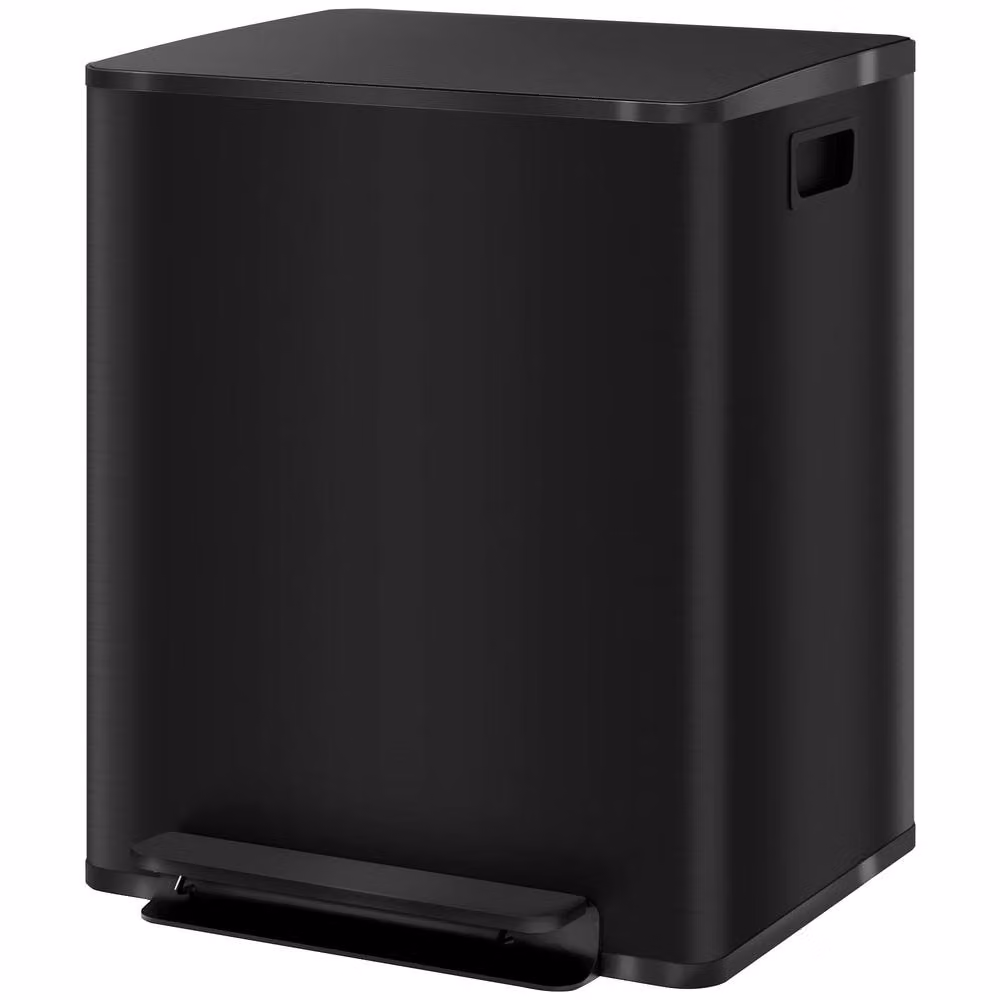 STILVORA 50L Dual Compartment Stainless Steel Pedal Bin with Soft-Close Lid in Black – 4