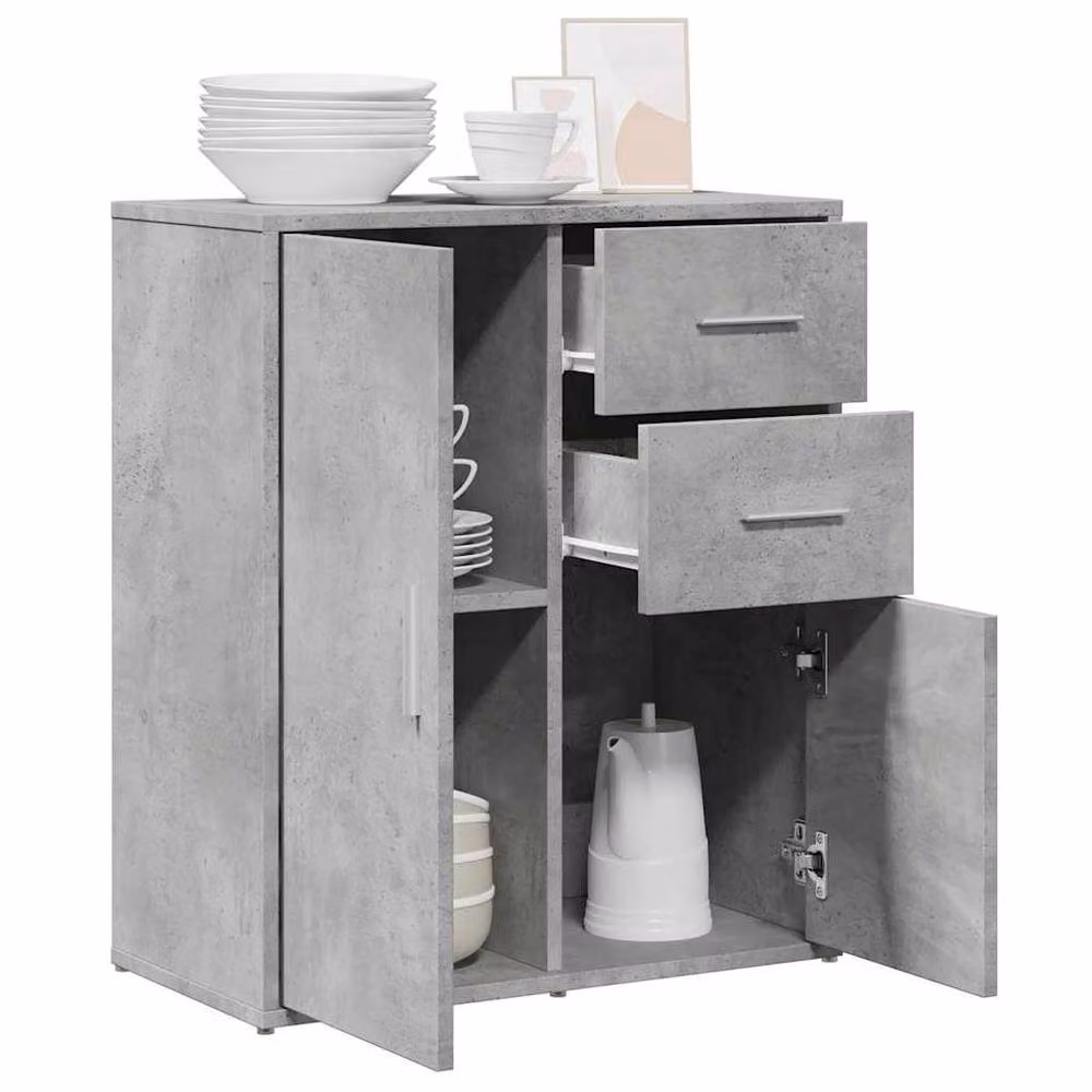 Berkfield Home Sideboard in Concrete Grey, W/D/H: 60 x 31 x 70 cm – 2