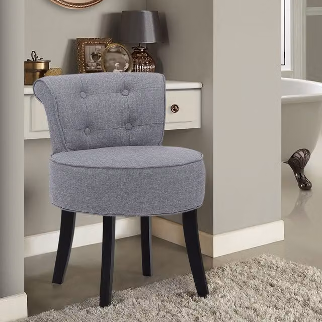 Livingandhome Modern Grey Upholstered Childrens Bathroom Stool