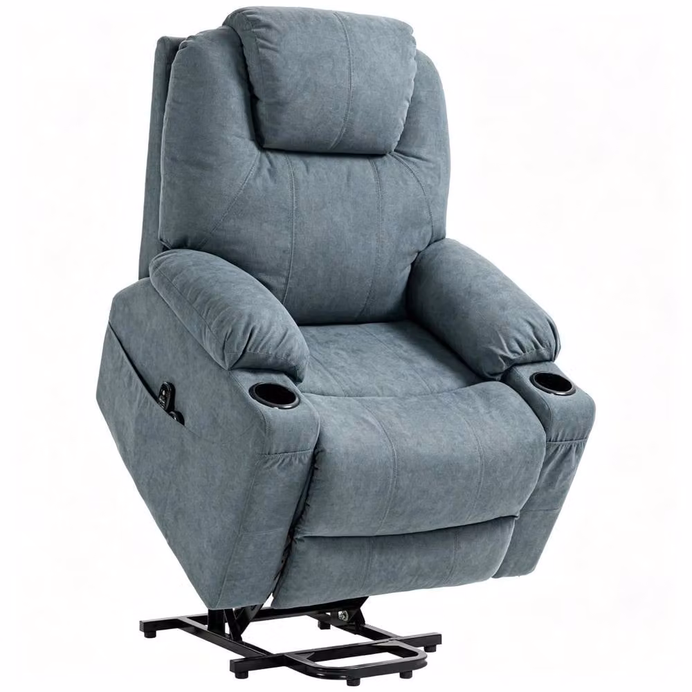 STILVORA Grey Fabric Electric Recliner Armchair with Integrated Heat and Massage – 3
