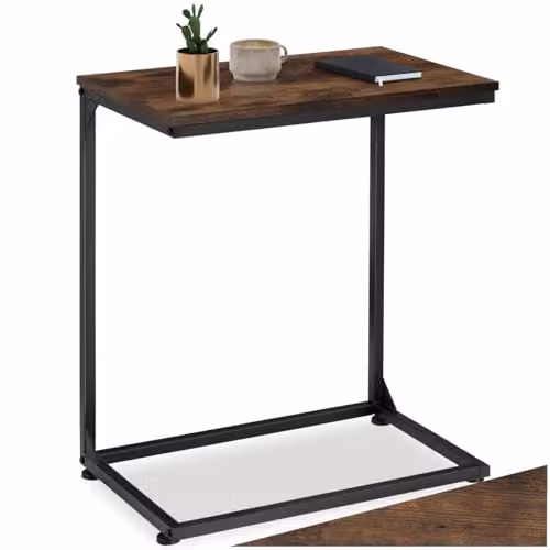 tectake Cardiff Industrial Style Bedside Table in Black and Brown, W/D/H: 55.5 x 35 x 67 cm