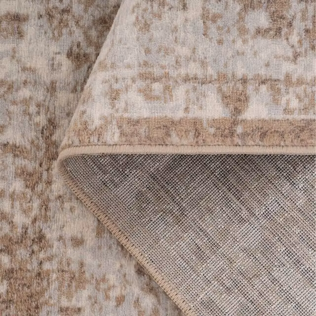 The Rug House Geometric Modern Distressed Square Living Area Rug in Beige, W x D: 160 x 160 cm