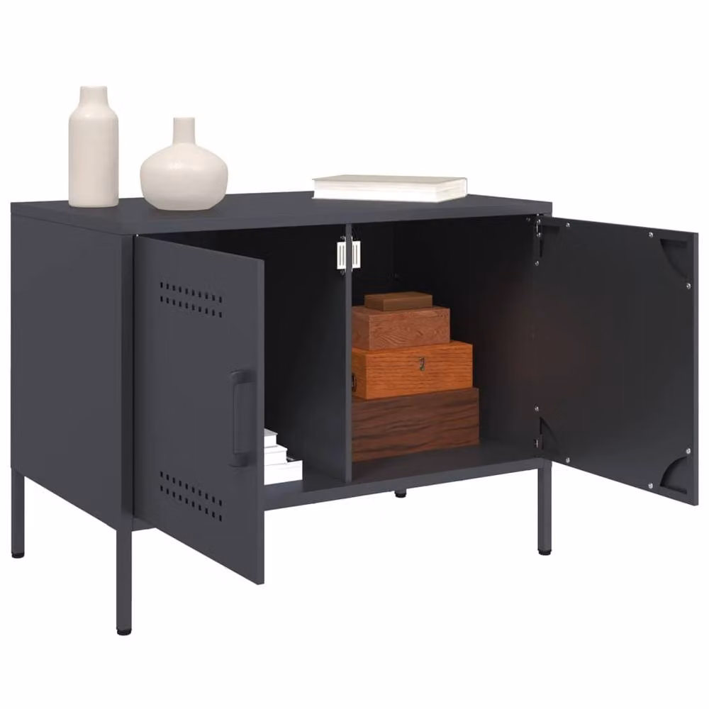 Berkfield Home Anthracite Steel TV Cabinet in Dark Grey, W: 68 cm, D: 39 cm, H: 50.5 cm – 4