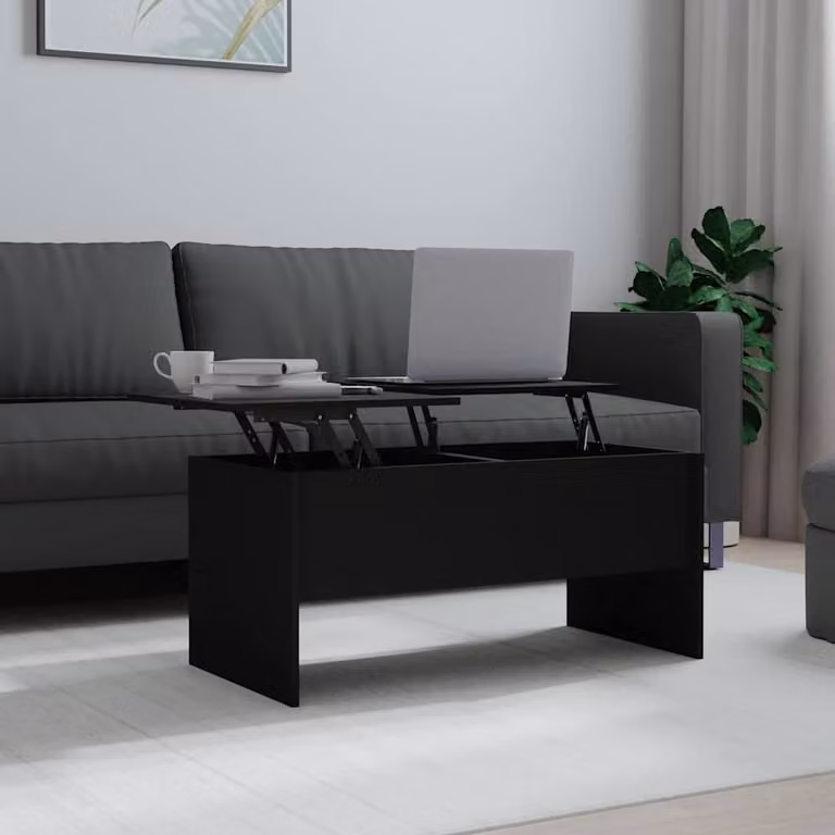 Berkfield Home Modern Black Coffee Table with Lift Mechanism, W/D/H: 102 x 50.5 x 46.5 cm