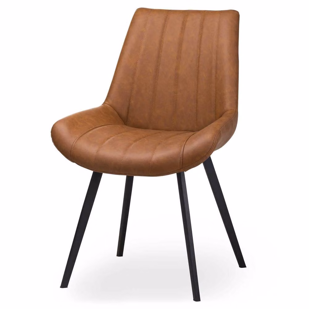 Wyld Haus Montagny Tan Brown Ribbed Faux Leather Dining Chair – 2