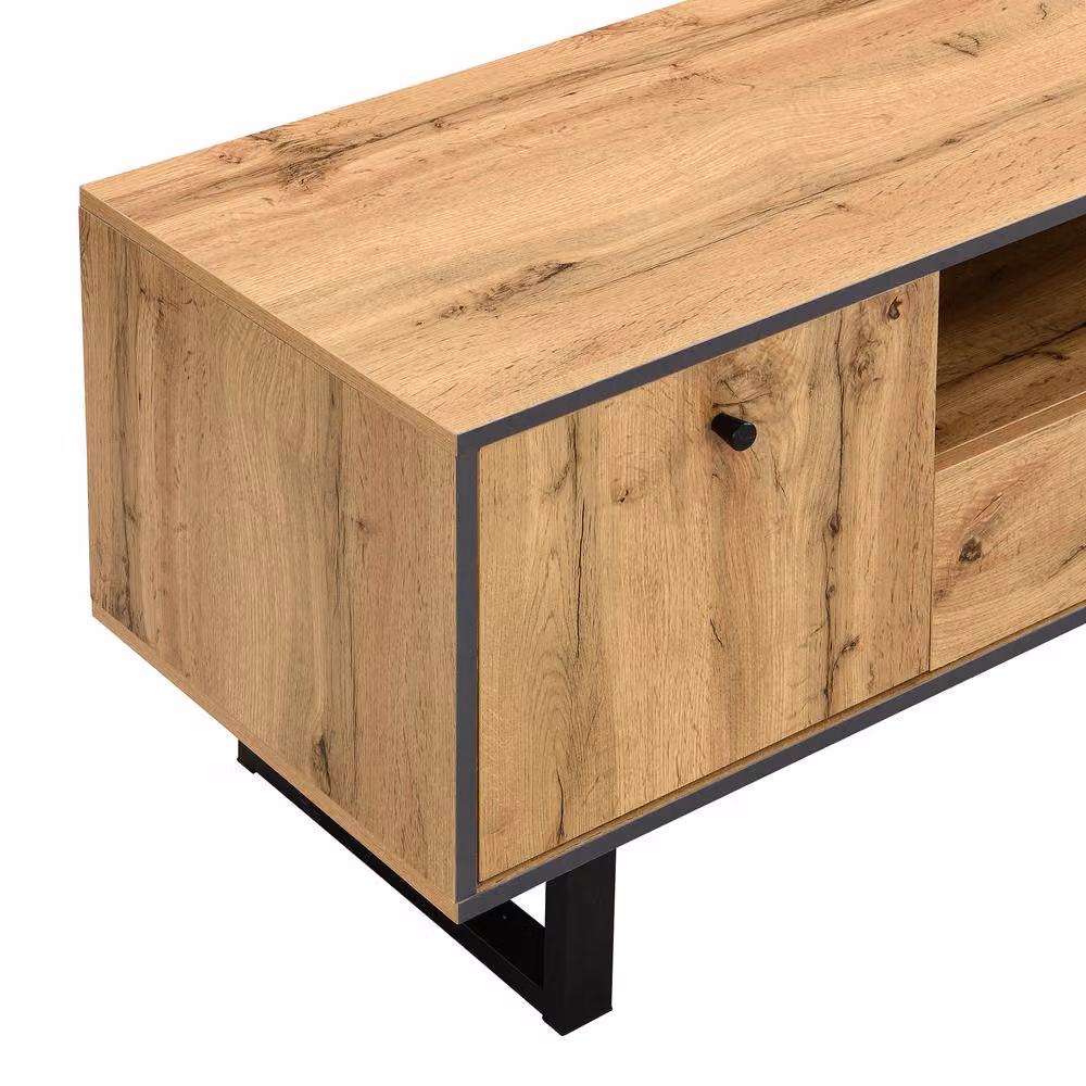 Merax Industrial Lowboard TV Cabinet with LED and Glass Shelves in Anthracite, Sand or Brown, W/D/H: 190 x 50 x 50 cm – 5