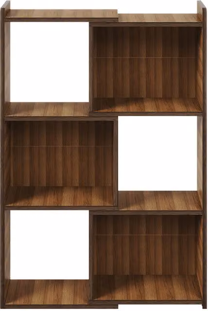 Livingandhome Modern 3-Tier Expandable MDF Desktop Bookshelf in Brown