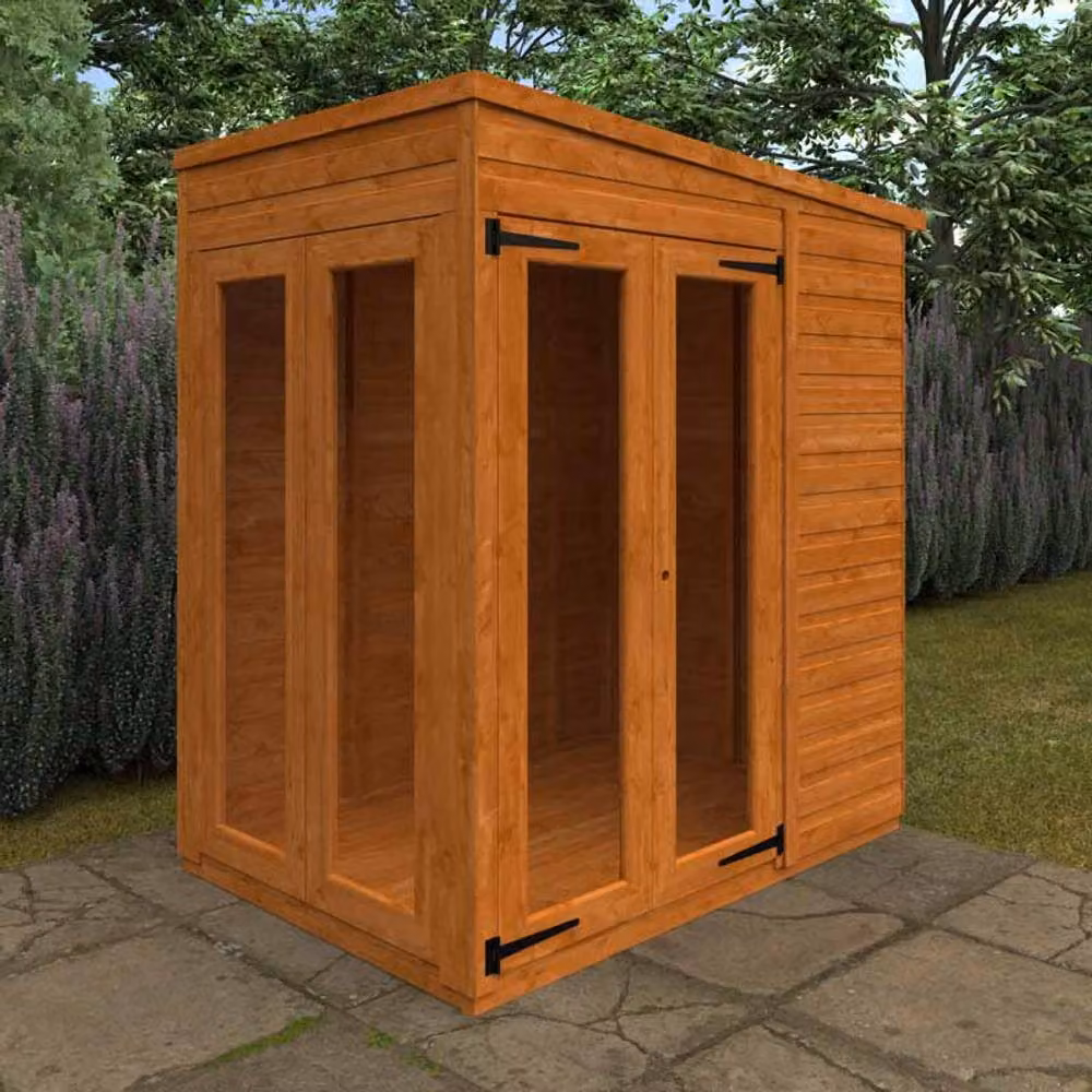 Buttercup Farm 4x6 Flex Pent Full Pane Summerhouse with 12mm Wood Panels in Burnt Orange, W/D/H: 175 x 123.8 x 203 cm – 2