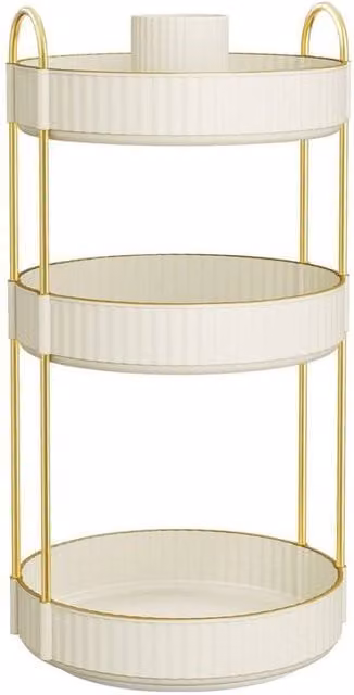 FORGEVIO 3-Tier Round Skincare Organiser, White, W: 50.0 cm, D: 46.0 cm, H: 50.0 cm