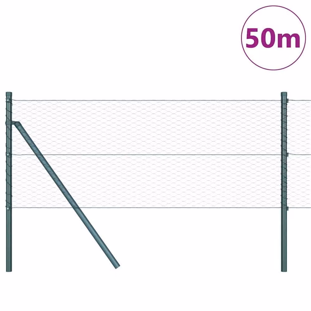 Berkfield Home Hexagon Steel Fence in Grey and Green, W/H: 0.6 x 50 m – 2