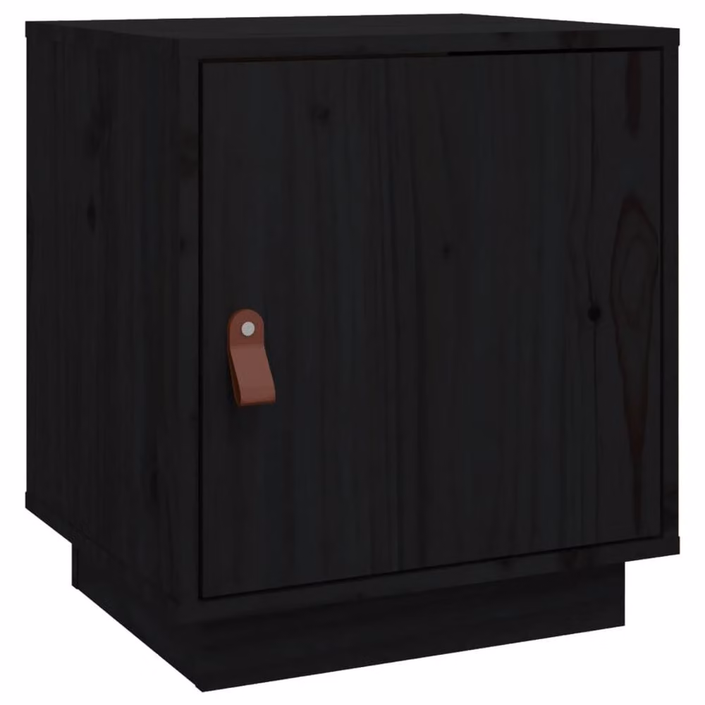 Berkfield Home Beautiful Black Solid Wood Pine Bedside Cabinet W/D/H: 40 x 34 x 45 cm – 2