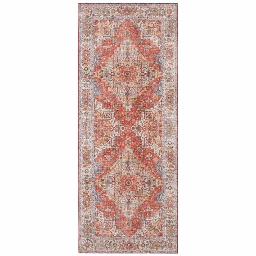 THE RUGS Sylla Oriental Vintage Flatweave Floral Rug, Red, W: 80 cm x L: 200 cm – 2