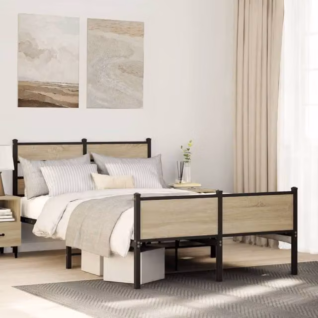 Berkfield Home Small Double Bed Frame in Sonoma Oak Brown, W/D/H: 120 x 200 cm – 1