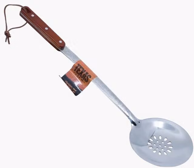 Texas Club Stainless Steel Round Kazan Skimmer with Hanging Loop, Silver