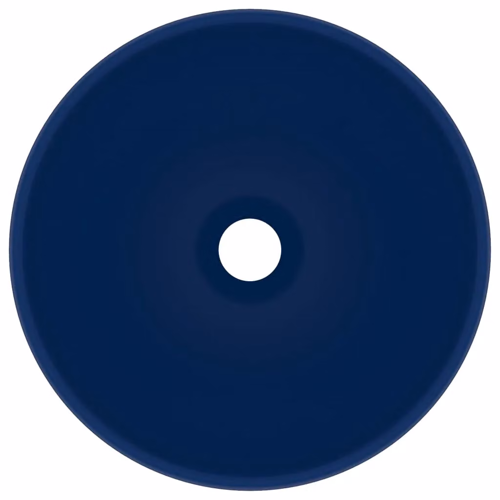 Berkfield Home Luxury Round Ceramic Bathroom Basin in Matt Dark Blue, W: 32.5 cm, H: 14 cm – 3