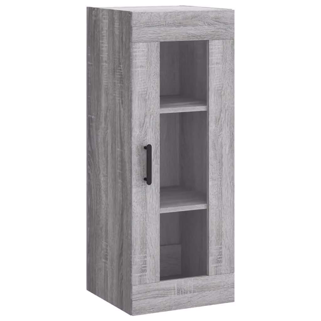 Berkfield Home Wall Mounted Grey Sonoma Cabinet with Glass Doors, W/D/H: 34.5 x 34 x 90 cm – 2