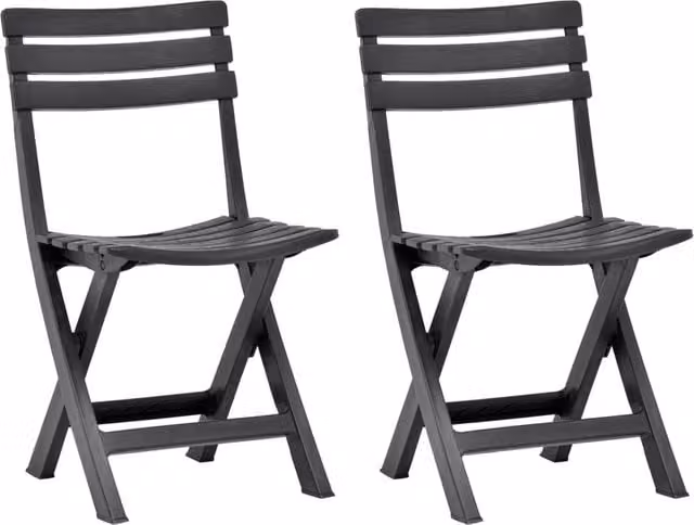 Berkfield Home Folding Garden Chairs, 2 Pack, Plastic, Anthracite and Black – 1