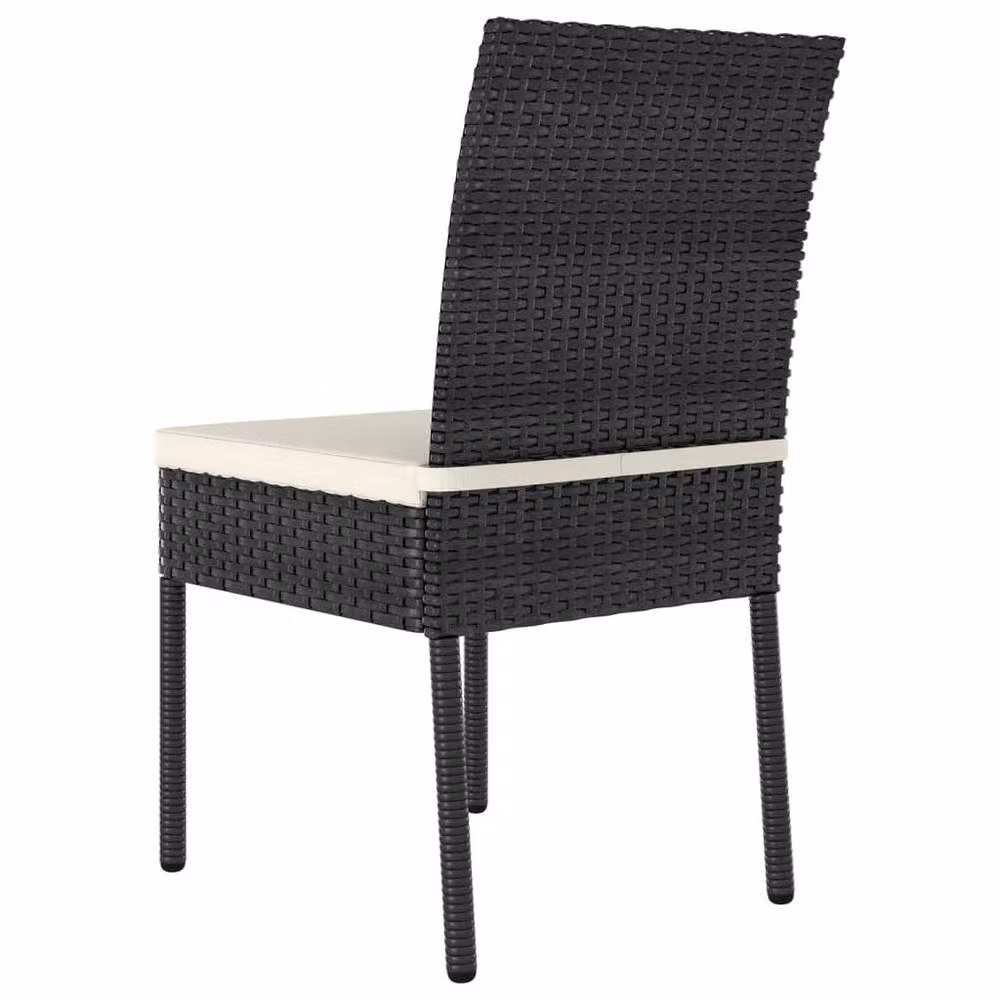 Berkfield Home Modern Garden Dining Chairs, 2 Piece Set, Black Poly Rattan and Steel, H 88 x W 57 x D 44 cm – 4