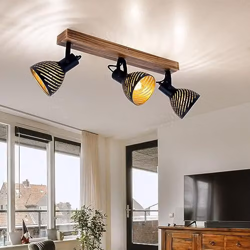 Netlighting Lenna Adjustable Ceiling Spotlight Bar in Black and Gold/Brass – 3