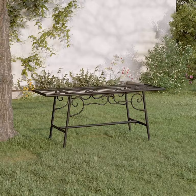 Berkfield Home Tree Bench in Black Matt Steel, W: 110 cm, H: 46 cm, D: 38 cm