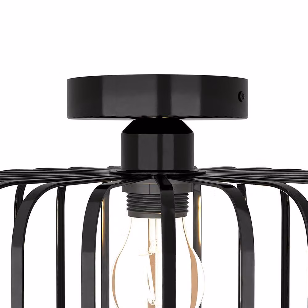 Emitto Industrial Metal Pendant Ceiling Light in Black with E27 Socket – 5