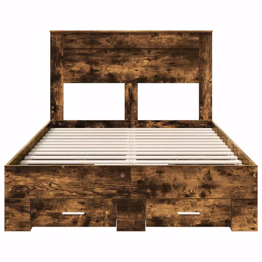 Berkfield Home Modern Bed Frame with Drawers in Smoked Oak Brown, W/D/H: 135 x 190 cm – 3