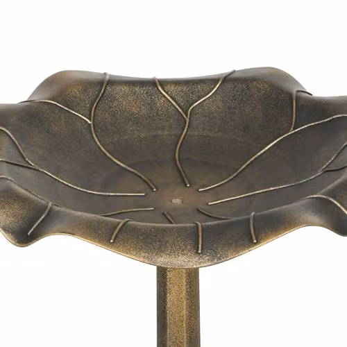 Outsunny Bronze Tone Standing Pedestal Bird Bath with Lotus Leaf Basin, Height: 71 cm – 5