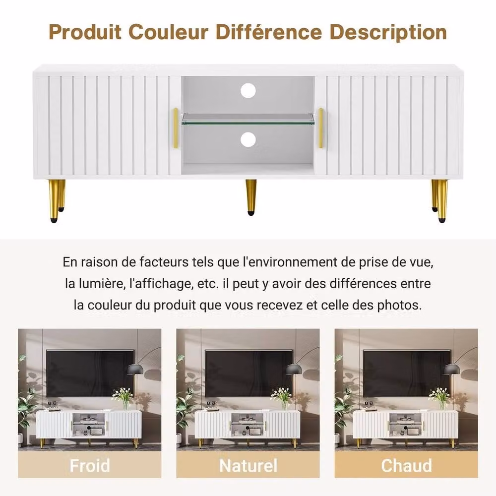 KORVIXA Modern High Gloss TV Unit in White and Multicolour, W/D/H: 140 x 100 x 100 cm – 2