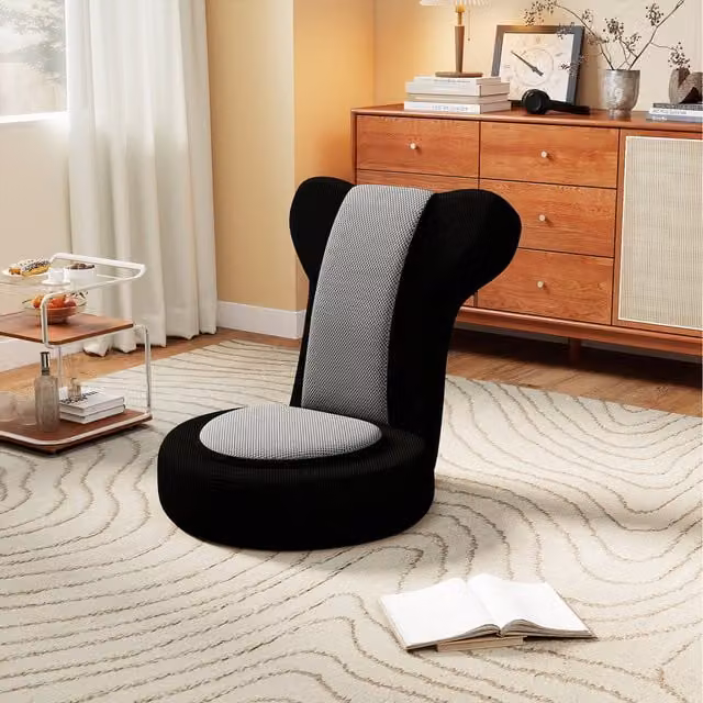 Costway Grey Fabric Gaming Chair with Headrest and Metal Frame