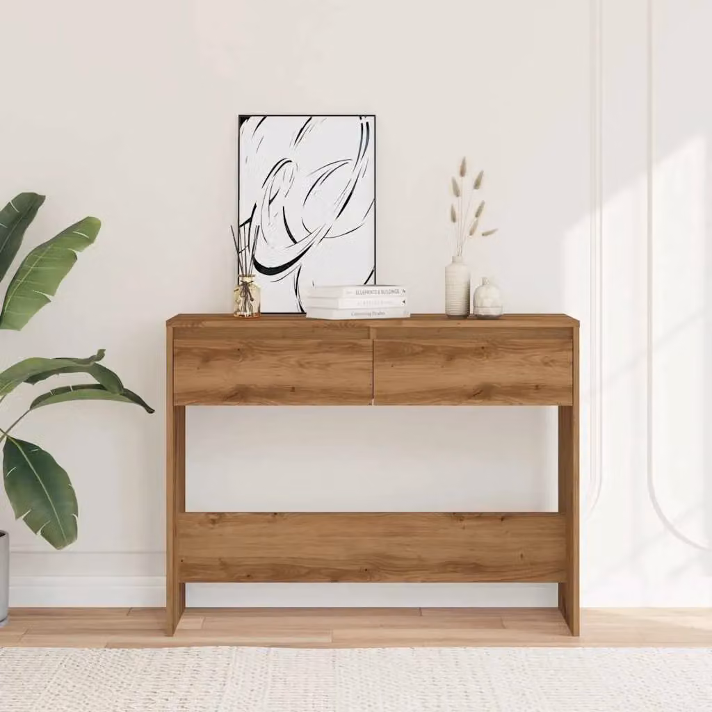 Berkfield Home Artisan Oak Console Table in Brown, W/D/H: 100 x 35 x 76.5 cm – 3