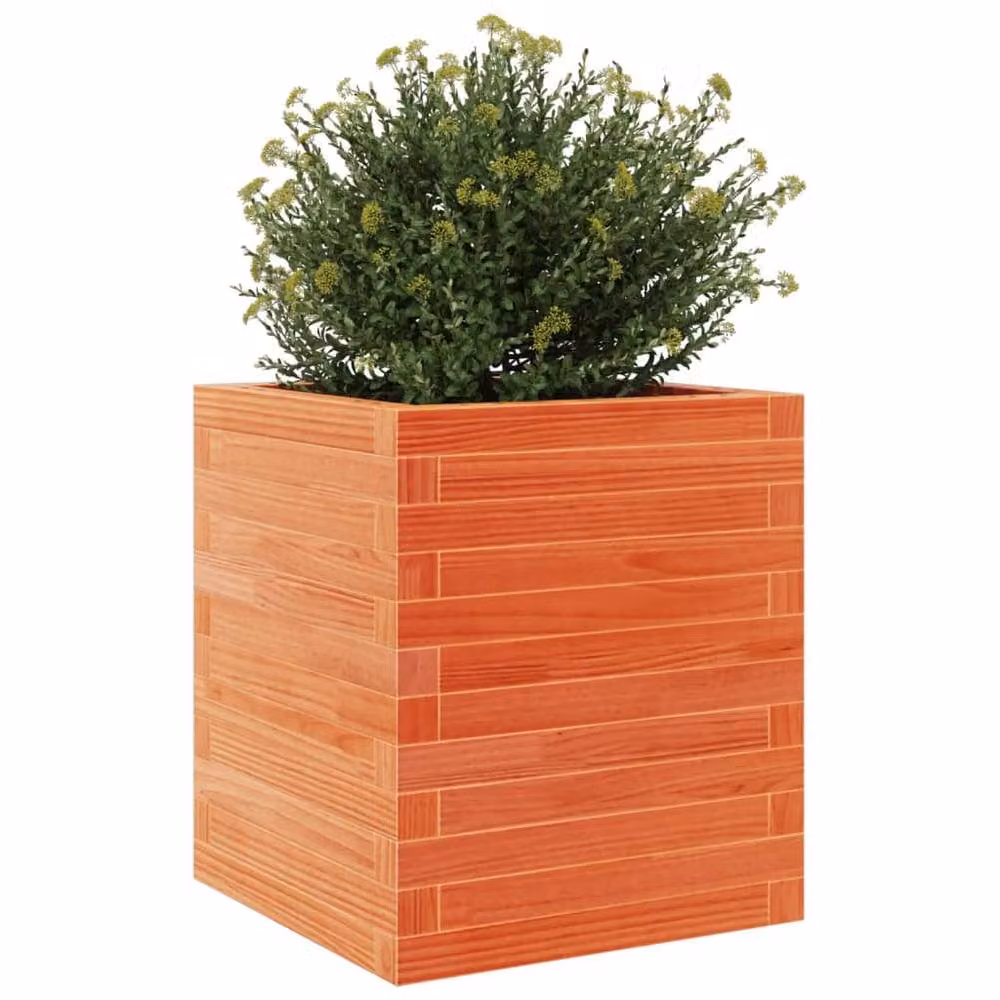 Berkfield Home Garden Planter in Wax Brown, Solid Wood Pine, W/D/H: 40 x 40 x 46 cm – 2