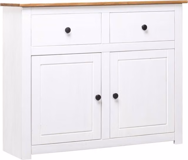 Berkfield Home Panama Range White Solid Pinewood Sideboard W/D/H: 93 x 40 x 80 cm