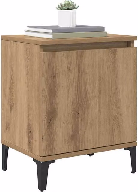 Berkfield Home Modern Artisan Oak Bedside Table in Brown – 1