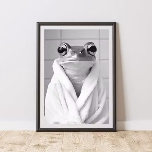 60 Second Makeover Frog Bathrobe Animal Print Paper Poster, W: 21.0 cm, H: 29.7 cm