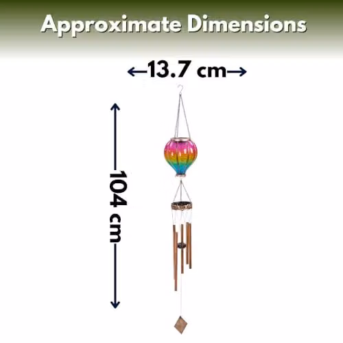 Marco Paul Solar Hot Air Balloon Wind Chime with Warm White LED Flame Effect, Multicolour, Height: 105 cm – 2