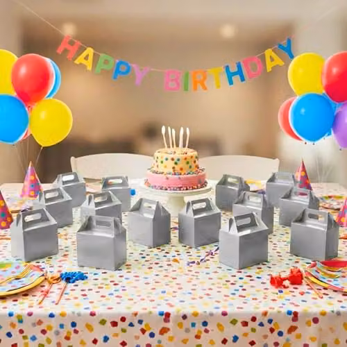 Shatchi 20-Piece Silver Cardboard Party Food Lunch Boxes, W/D/H: 14 x 12 x 10 cm – 2