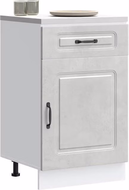 Berkfield Home Kalmar Kitchen Base Cabinet in Concrete Grey Matt Engineered Wood