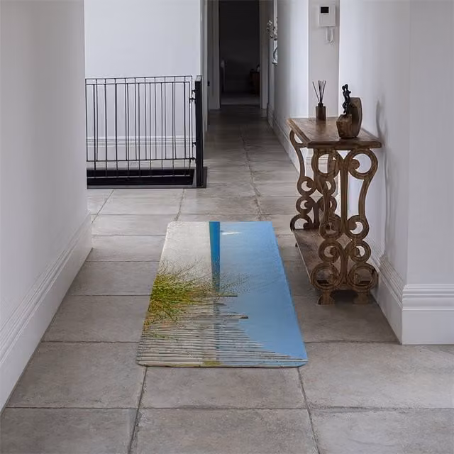 Benjamin Tate Design LTD Sailboat on Horizon Designer Runner Rug, Blue, Non-Slip Polypropylene