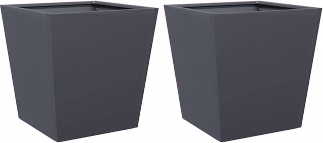 Berkfield Home Garden Anthracite Steel Planter Tubs, 2 Pack, W/D/H: 40 x 40 x 40 cm